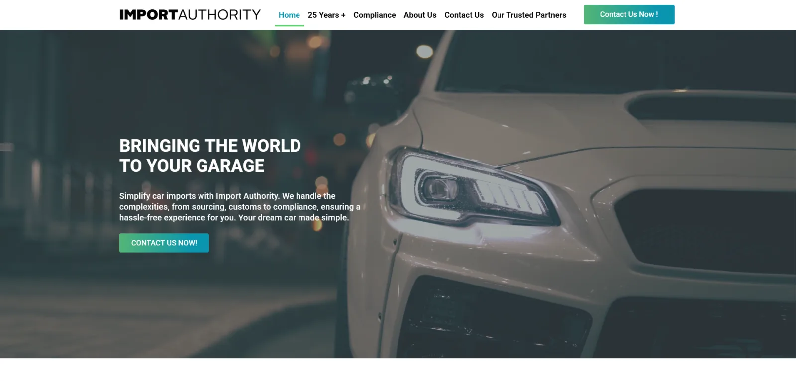 Import Authority vehicle import compliance portal showing a customer application